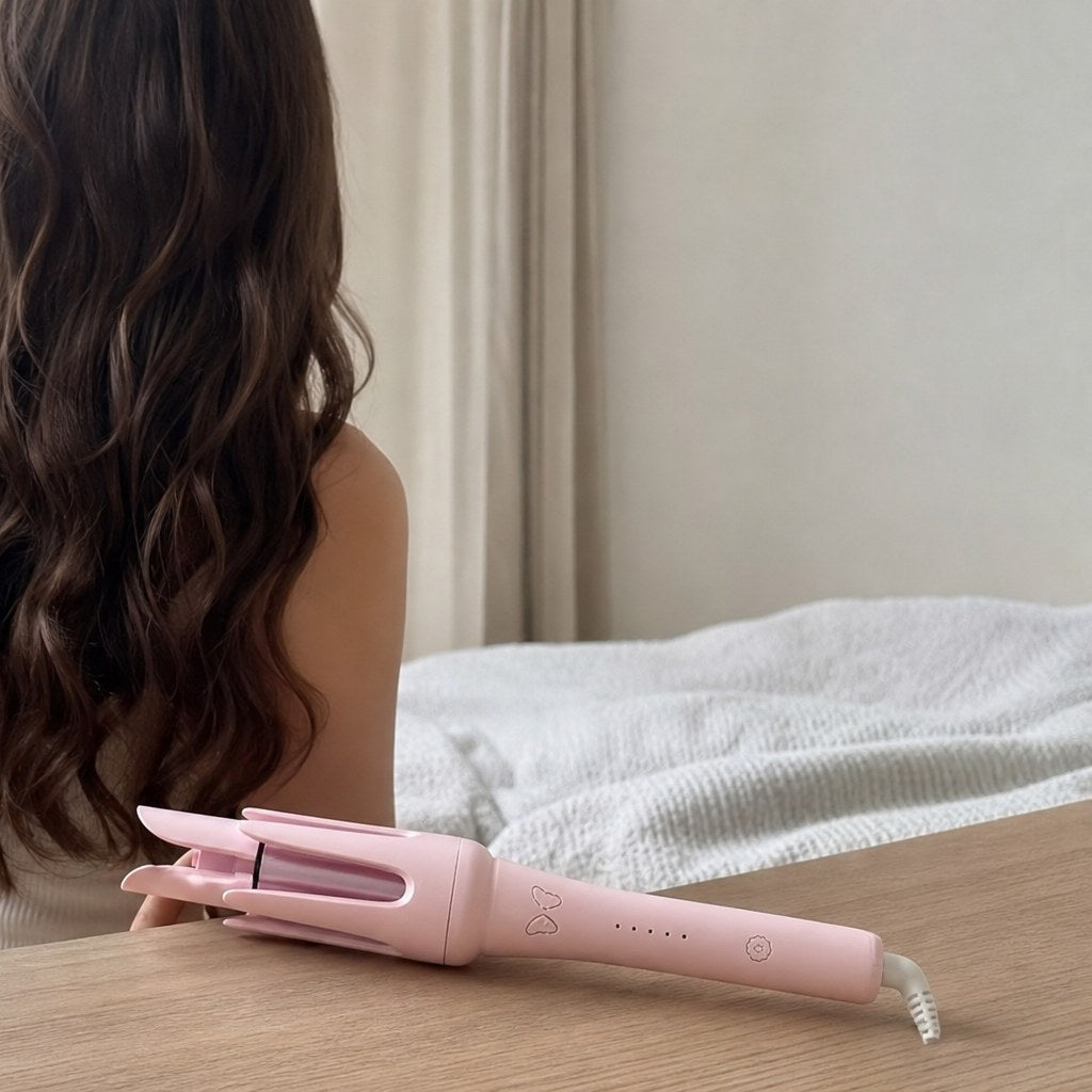 Soft curls, with the curler resting on a dresser (illustration)